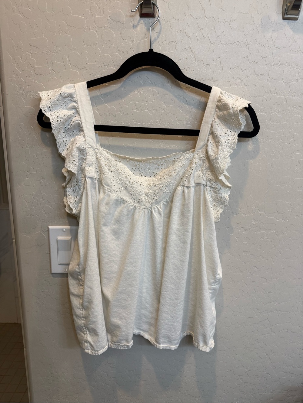 LC Lauren Conrad Cream Eyelet Ruffle Strap Camisole